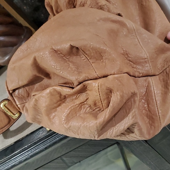 JUICY COUTURE BROWN BAG GOLD CHUNKY CHAIN SHOULDER HOBO PEBBLE LEATHER BOHO CHIC - Picture 4 of 13